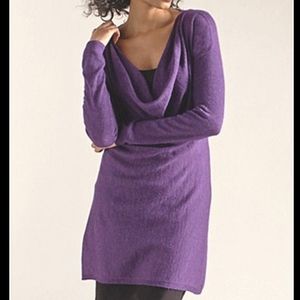 Eileen Fisher 100% baby alpaca tunic sweater dress M purple